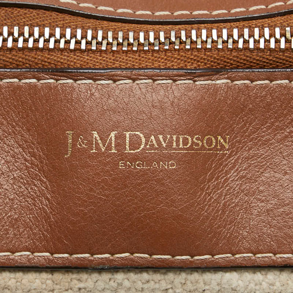 ジェイアンドエムデヴィッドソン 斜め掛け ショルダーバッグ アイボリー ブラウン キャンバス レザー レディース J&M Davidson 【中古】