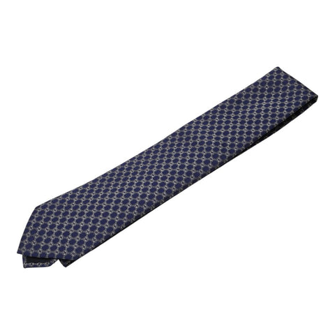 グッチ インターロッキングG ネクタイ ブルー シルク メンズ GUCCI 【中古】
