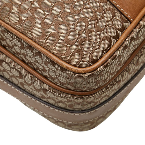 コーチ ミニ シグネチャー 斜め掛け ショルダーバッグ ベージュ ブラウン キャンバス レザー レディース COACH 【中古】