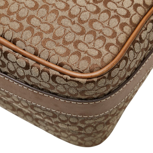 コーチ ミニ シグネチャー 斜め掛け ショルダーバッグ ベージュ ブラウン キャンバス レザー レディース COACH 【中古】