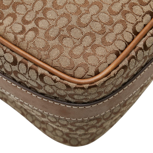 コーチ ミニ シグネチャー 斜め掛け ショルダーバッグ ベージュ ブラウン キャンバス レザー レディース COACH 【中古】
