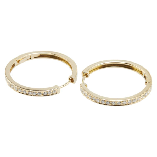 K18YG イエローゴールド ダイヤ1.04ct フープ ピアス レディース 【中古】