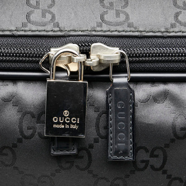 グッチ GGナイロン ボストンバッグ トラベルバッグ ブラック ナイロン レザー レディース GUCCI 【中古】