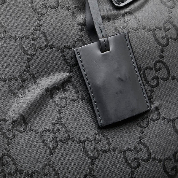 グッチ GGナイロン ボストンバッグ トラベルバッグ ブラック ナイロン レザー レディース GUCCI 【中古】