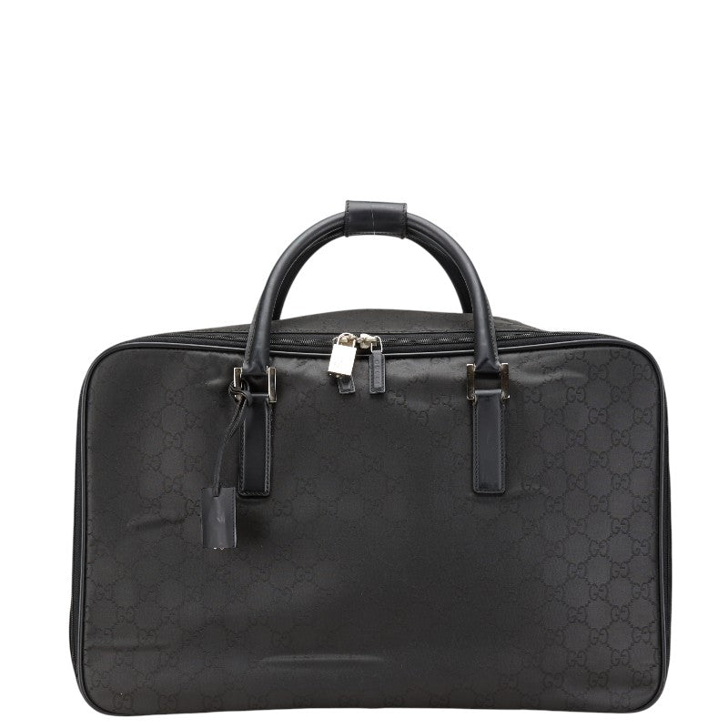 グッチ GGナイロン ボストンバッグ トラベルバッグ ブラック ナイロン レザー レディース GUCCI 【中古】