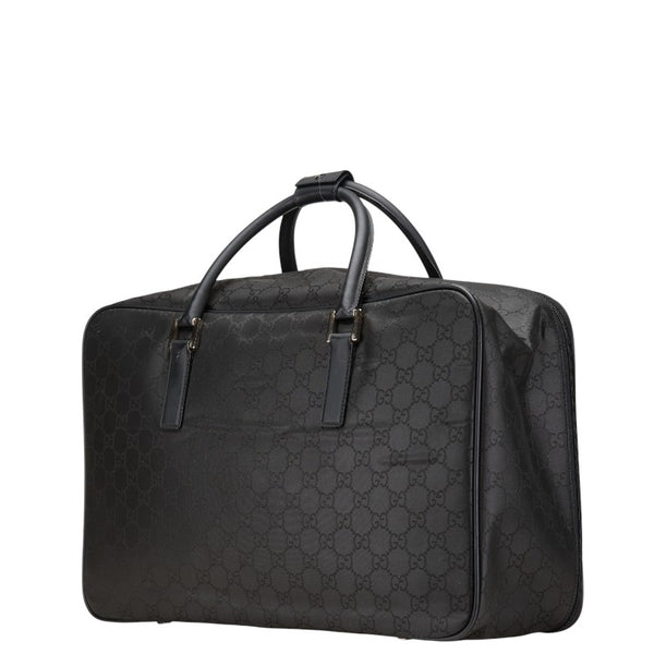 グッチ GGナイロン ボストンバッグ トラベルバッグ ブラック ナイロン レザー レディース GUCCI 【中古】