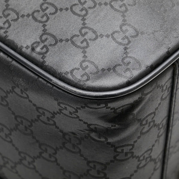 グッチ GGナイロン ボストンバッグ トラベルバッグ ブラック ナイロン レザー レディース GUCCI 【中古】