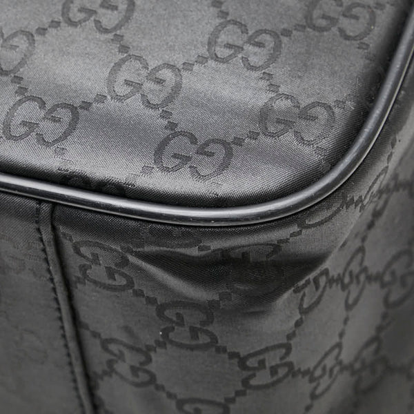 グッチ GGナイロン ボストンバッグ トラベルバッグ ブラック ナイロン レザー レディース GUCCI 【中古】