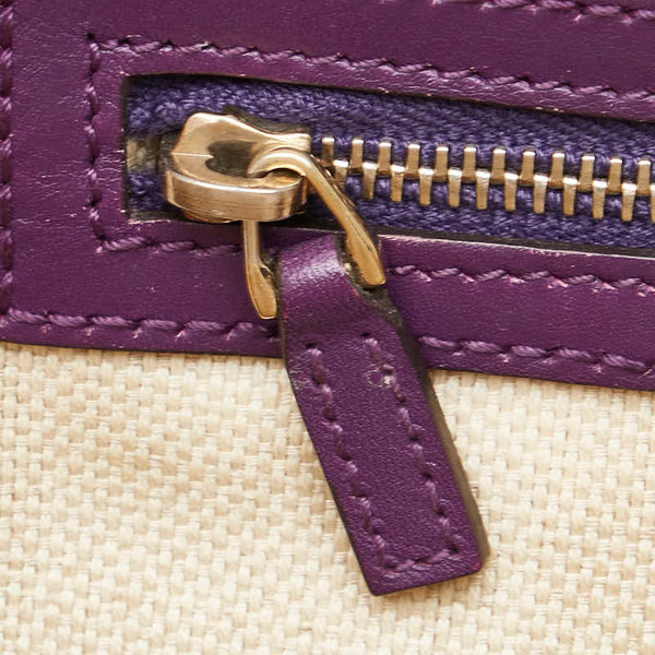 グッチ GGキャンバス トートバッグ 282327 ベージュ パープル キャンバス レザー レディース GUCCI 【中古】