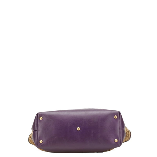 グッチ GGキャンバス トートバッグ 282327 ベージュ パープル キャンバス レザー レディース GUCCI 【中古】