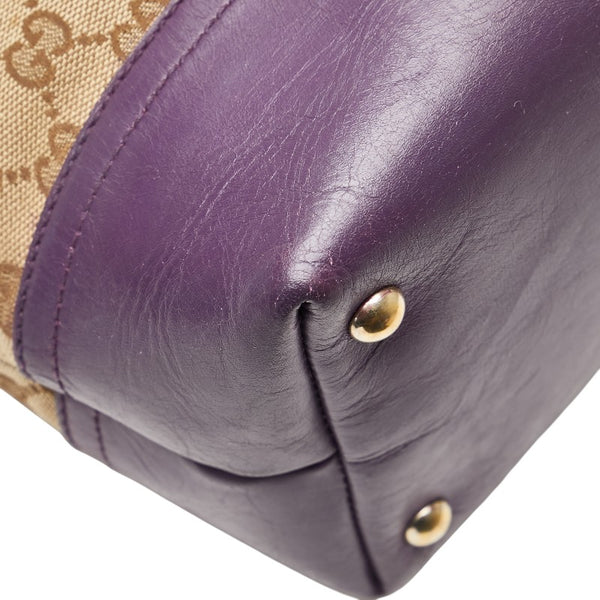 グッチ GGキャンバス トートバッグ 282327 ベージュ パープル キャンバス レザー レディース GUCCI 【中古】
