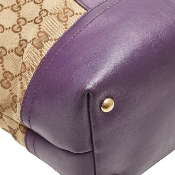 グッチ GGキャンバス トートバッグ 282327 ベージュ パープル キャンバス レザー レディース GUCCI 【中古】