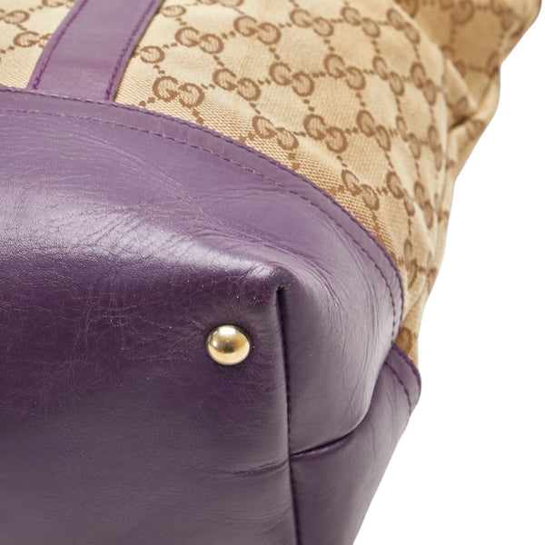 グッチ GGキャンバス トートバッグ 282327 ベージュ パープル キャンバス レザー レディース GUCCI 【中古】