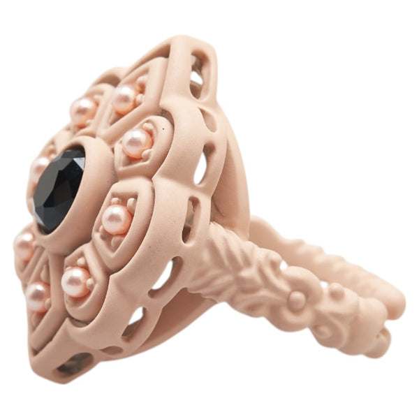 グッチ スタッズ リング 指輪 2点セット ピンク プラスチック フェイクパール ベロア レディース GUCCI 【中古】