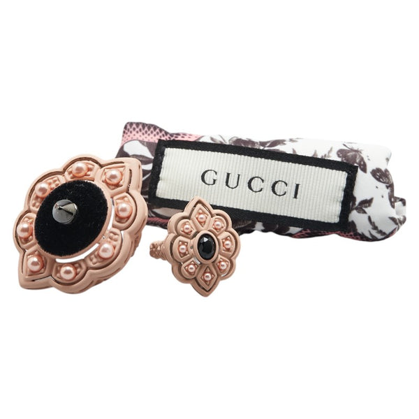 グッチ スタッズ リング 指輪 2点セット ピンク プラスチック フェイクパール ベロア レディース GUCCI 【中古】