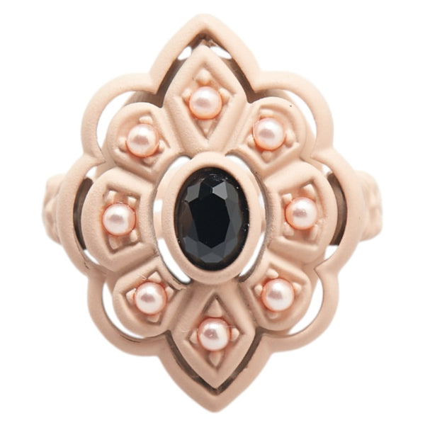 グッチ スタッズ リング 指輪 2点セット ピンク プラスチック フェイクパール ベロア レディース GUCCI 【中古】