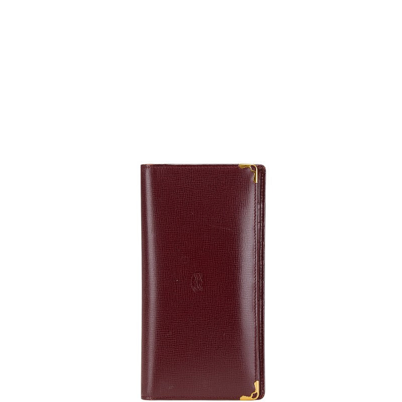 カルティエ マストライン 長財布 ワインレッド ボルドー レザー レディース CARTIER 【中古】