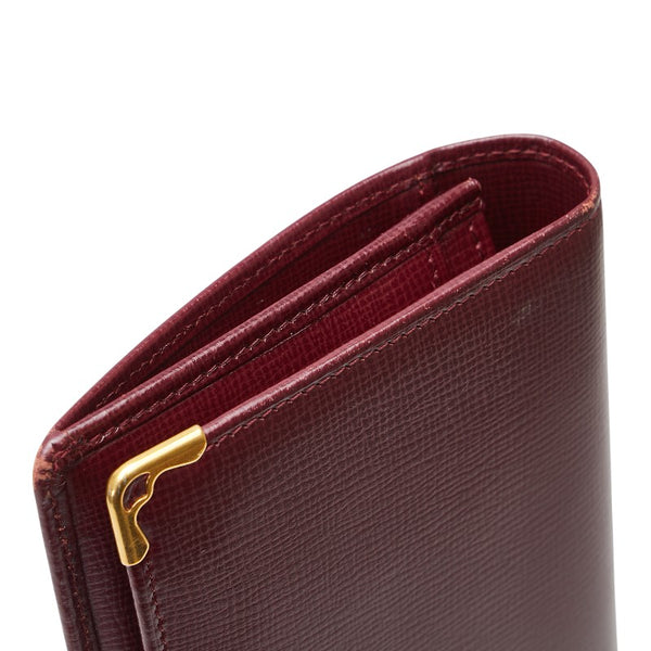カルティエ マストライン 長財布 ワインレッド ボルドー レザー レディース CARTIER 【中古】