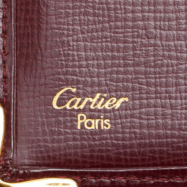 カルティエ マストライン 長財布 ワインレッド ボルドー レザー レディース CARTIER 【中古】