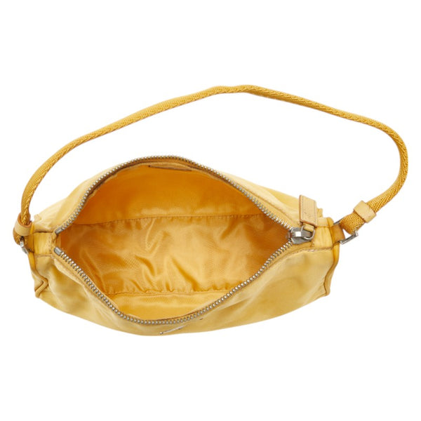 プラダ 三角ロゴプレート ハンドバッグ イエロー ナイロン レディース PRADA 【中古】