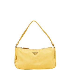 プラダ 三角ロゴプレート ハンドバッグ イエロー ナイロン レディース PRADA 【中古】