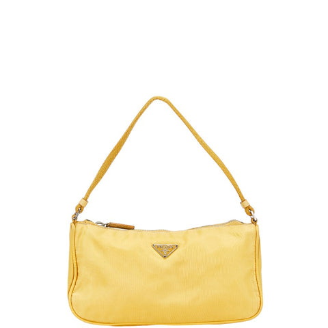 プラダ 三角ロゴプレート ハンドバッグ イエロー ナイロン レディース PRADA 【中古】
