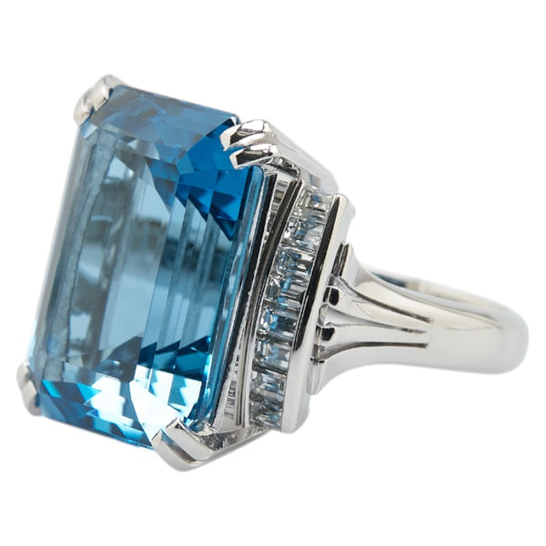 Pt900 プラチナ ブルートパーズ19.56ct ダイヤ0.73ct リング 指輪 レディース 12号 【中古】