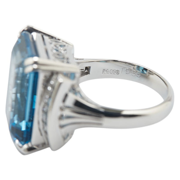 Pt900 プラチナ ブルートパーズ19.56ct ダイヤ0.73ct リング 指輪 レディース 12号 【中古】