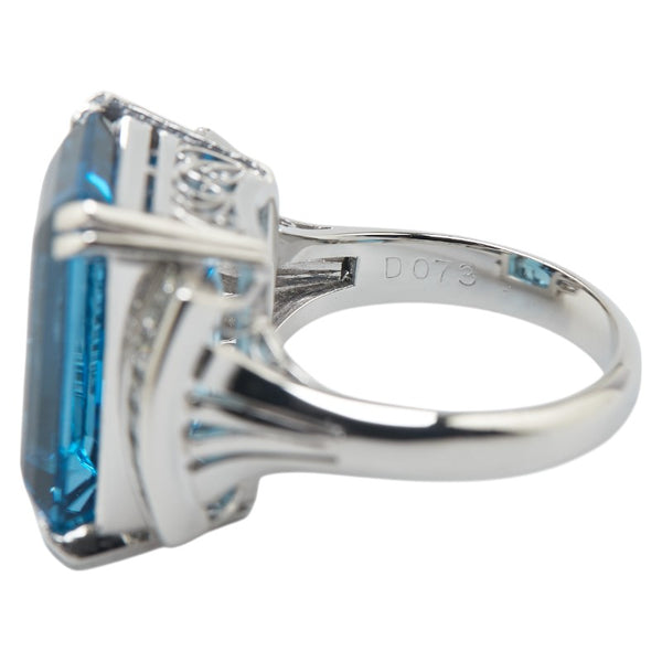 Pt900 プラチナ ブルートパーズ19.56ct ダイヤ0.73ct リング 指輪 レディース 12号 【中古】