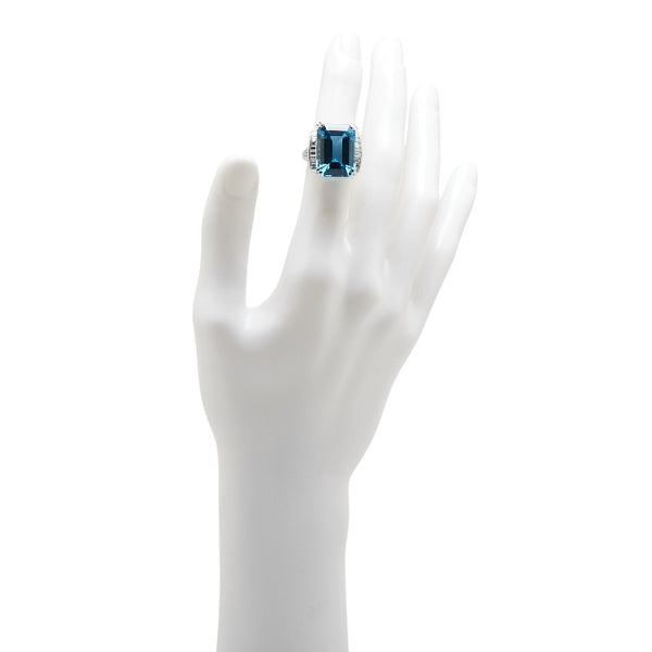Pt900 プラチナ ブルートパーズ19.56ct ダイヤ0.73ct リング 指輪 レディース 12号 【中古】