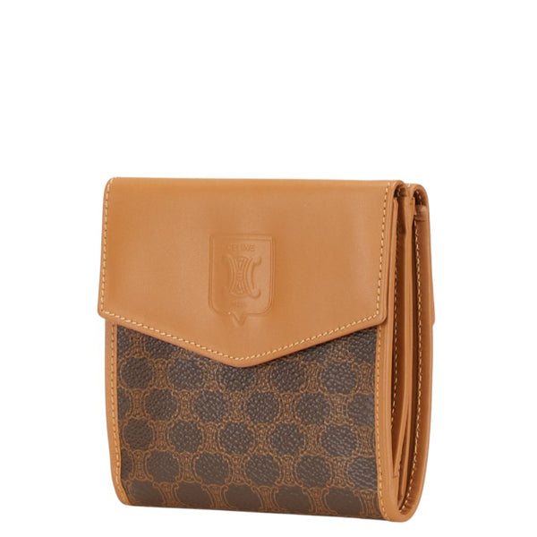 セリーヌ マカダム 二つ折り財布 ブラウン PVC レザー レディース CELINE 【中古】