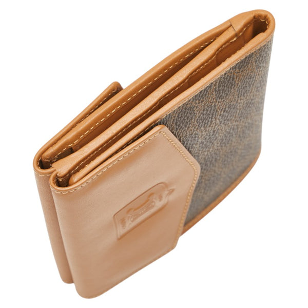 セリーヌ マカダム 二つ折り財布 ブラウン PVC レザー レディース CELINE 【中古】