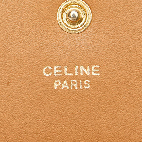 セリーヌ マカダム 二つ折り財布 ブラウン PVC レザー レディース CELINE 【中古】