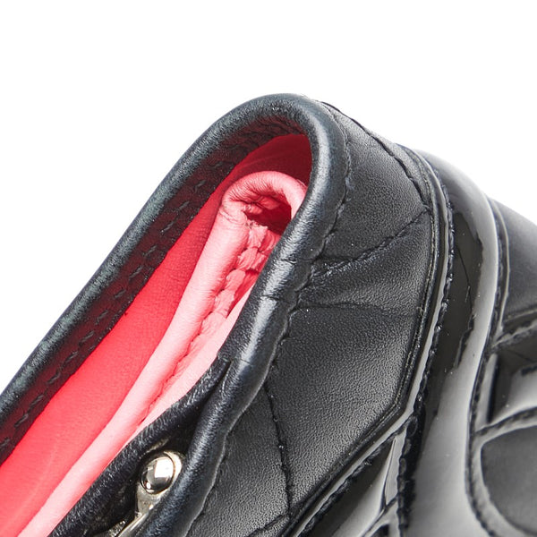 シャネル カンボンライン ココマーク 二つ折り財布 ブラック ラムスキン レディース CHANEL 【中古】