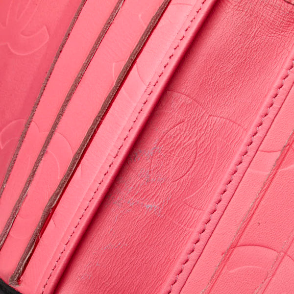 シャネル カンボンライン ココマーク 二つ折り財布 ブラック ラムスキン レディース CHANEL 【中古】