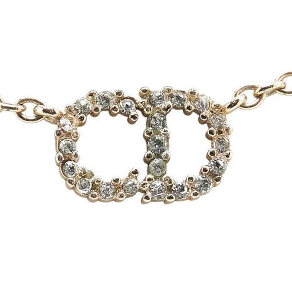 ディオール CDロゴ ラインストーン ネックレス ゴールド メッキ レディース Dior 【中古】