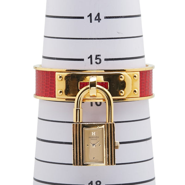 エルメス ケリーウォッチ 腕時計 クオーツ ゴールド文字盤 メッキ レザー レディース HERMES 【中古】