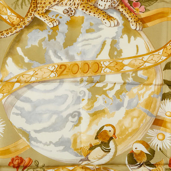 サルヴァトーレフェラガモ トラ ヒョウ 鳥 植物 スカーフ マルチカラー シルク レディース Salvatore Ferragamo 【中古】