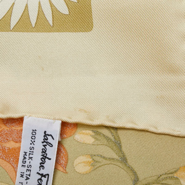 サルヴァトーレフェラガモ トラ ヒョウ 鳥 植物 スカーフ マルチカラー シルク レディース Salvatore Ferragamo 【中古】