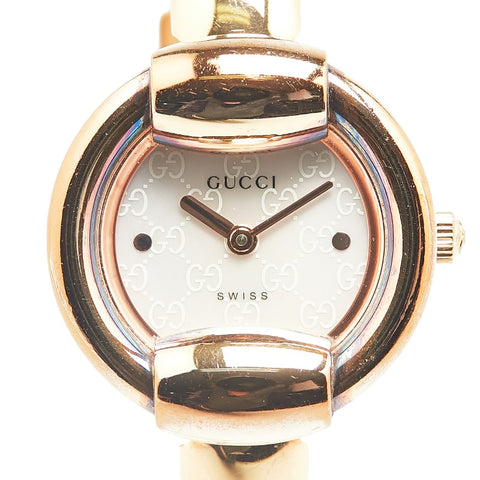 グッチ 腕時計 バングルウォッチ 1400L クオーツ ホワイト文字盤 ステンレススチール レディース GUCCI 【中古】