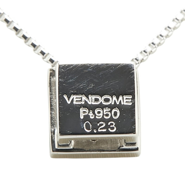 ヴァンドーム Pt950 プラチナ Pt850 プラチナ ダイヤ0.23ct スクエア ペンダントネックレス レディース VANDOME 【中古】