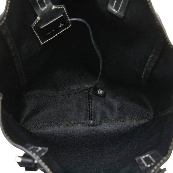 フェンディ ズッキーノ ハンドバッグ 8BH006 ブラック キャンバス レザー レディース FENDI 【中古】