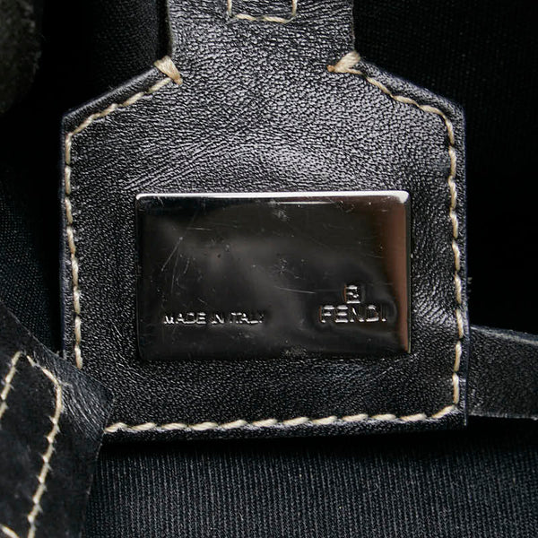 フェンディ ズッキーノ ハンドバッグ 8BH006 ブラック キャンバス レザー レディース FENDI 【中古】