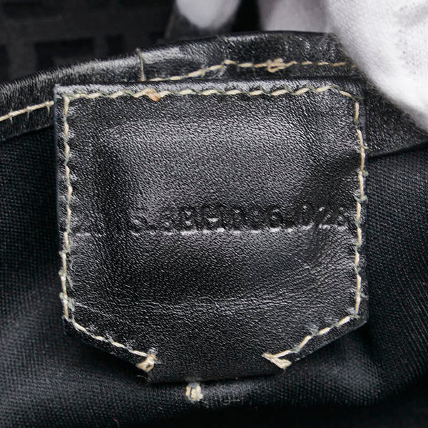 フェンディ ズッキーノ ハンドバッグ 8BH006 ブラック キャンバス レザー レディース FENDI 【中古】
