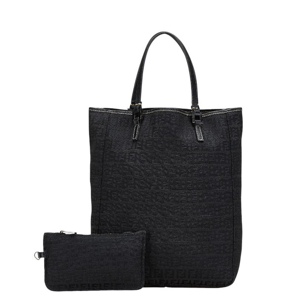 フェンディ ズッキーノ ハンドバッグ 8BH006 ブラック キャンバス レザー レディース FENDI 【中古】