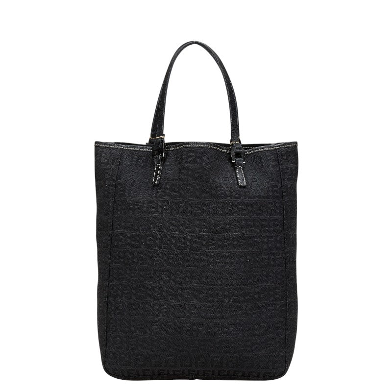フェンディ ズッキーノ ハンドバッグ 8BH006 ブラック キャンバス レザー レディース FENDI 【中古】