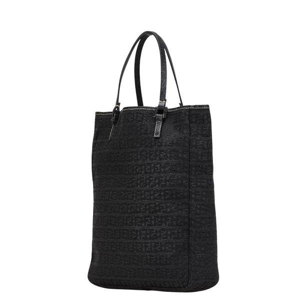 フェンディ ズッキーノ ハンドバッグ 8BH006 ブラック キャンバス レザー レディース FENDI 【中古】
