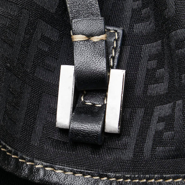 フェンディ ズッキーノ ハンドバッグ 8BH006 ブラック キャンバス レザー レディース FENDI 【中古】