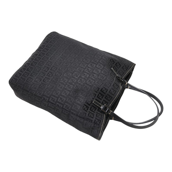 フェンディ ズッキーノ ハンドバッグ 8BH006 ブラック キャンバス レザー レディース FENDI 【中古】