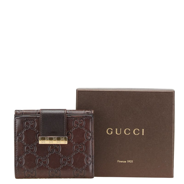 グッチ グッチシマ 二つ折り財布 212091 ブラウン レザー レディース GUCCI 【中古】